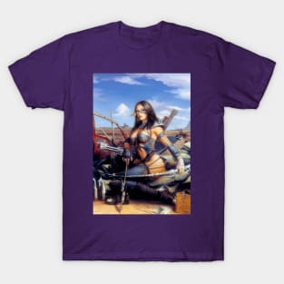 Fantasy Artwork - Woman with Machine Gun T-Shirt